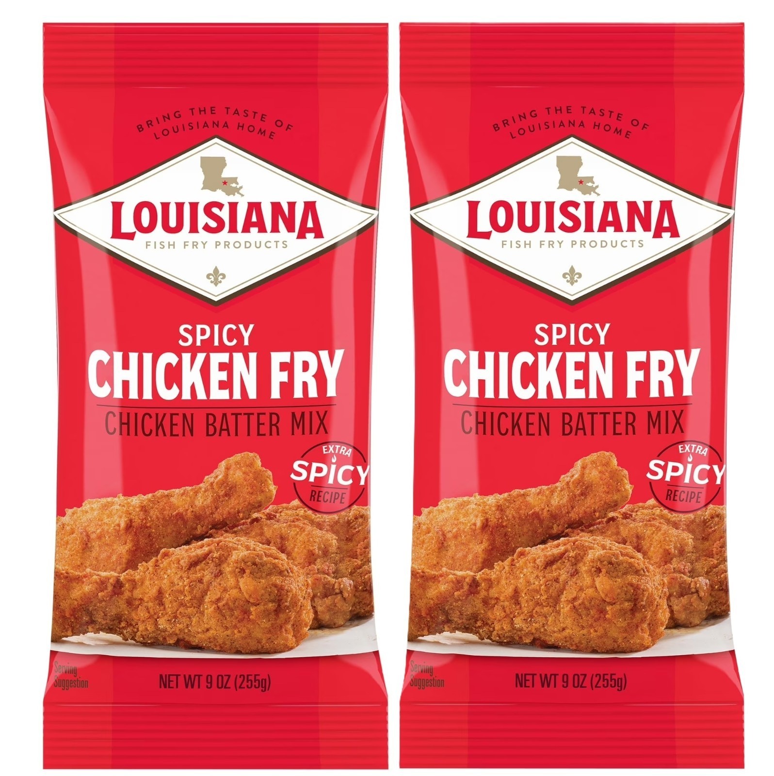 Louisiana Fish Fry Crispy Spicy Chicken Coating Powder Mix, 9 oz Bag (2 Pack)
