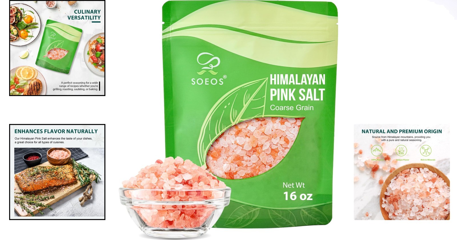 Coarse Grain Kosher Pink Salt 16 oz – For Cooking and Finishing Touches