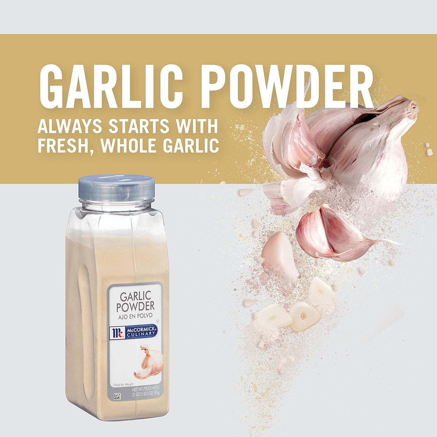 Gourmet Garlic Powder, 21 OZ – Culinary-Grade Spice for Elevating Flavor