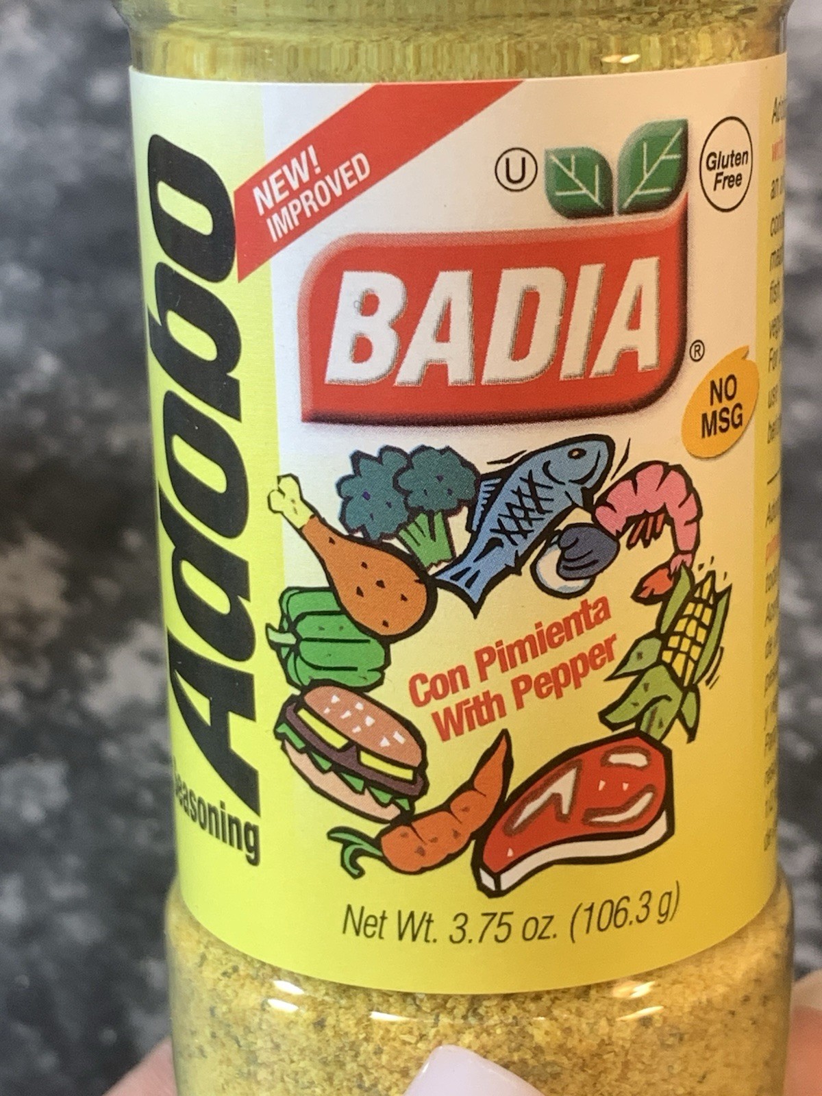 Badia Adobo WITH PEPPER seasoning/Meat/Chicken/Seafood/Vegetabe NO MSG 3.75 OZ