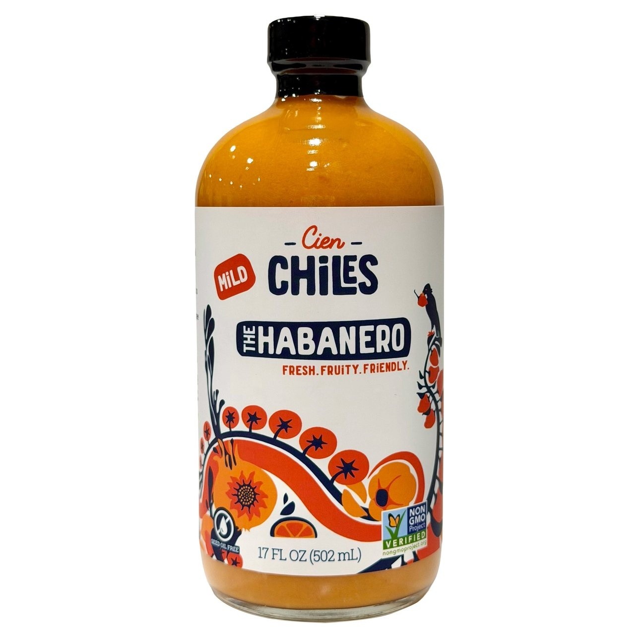 Cien Chiles The Habanero Mild Hot Sauce, 17 Fluid Ounce