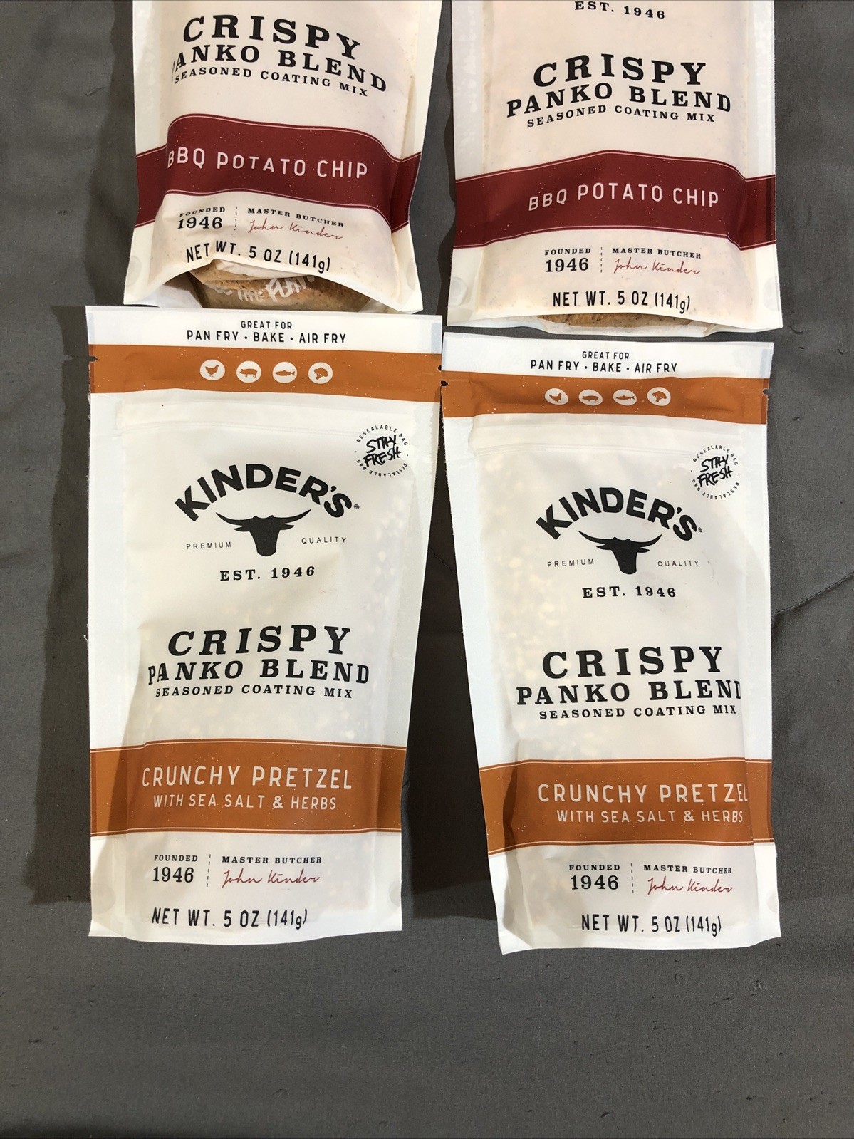 4 PACK – Kinder’s Crispy Panko Blend Coating Mix BBQ Potato Chip & Pretzel