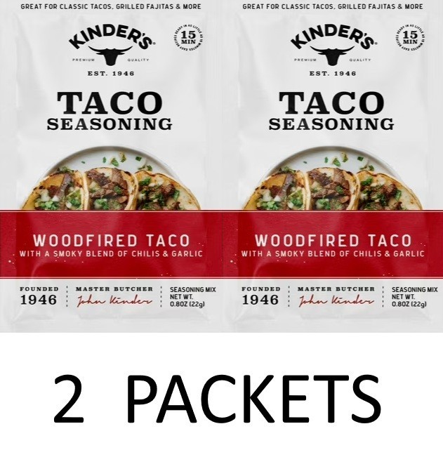 Kinder’s Woodfired TACO CHILIS GARLIC Seasoning Mix 0.80 oz Packet – 2 PACKETS
