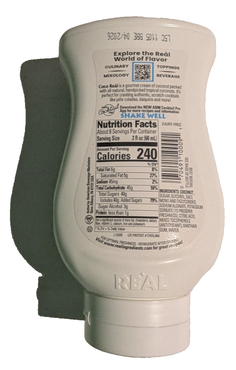 Coco Real Cream Of Coconut 16.9 fl oz (Best By – APRIL 2026)