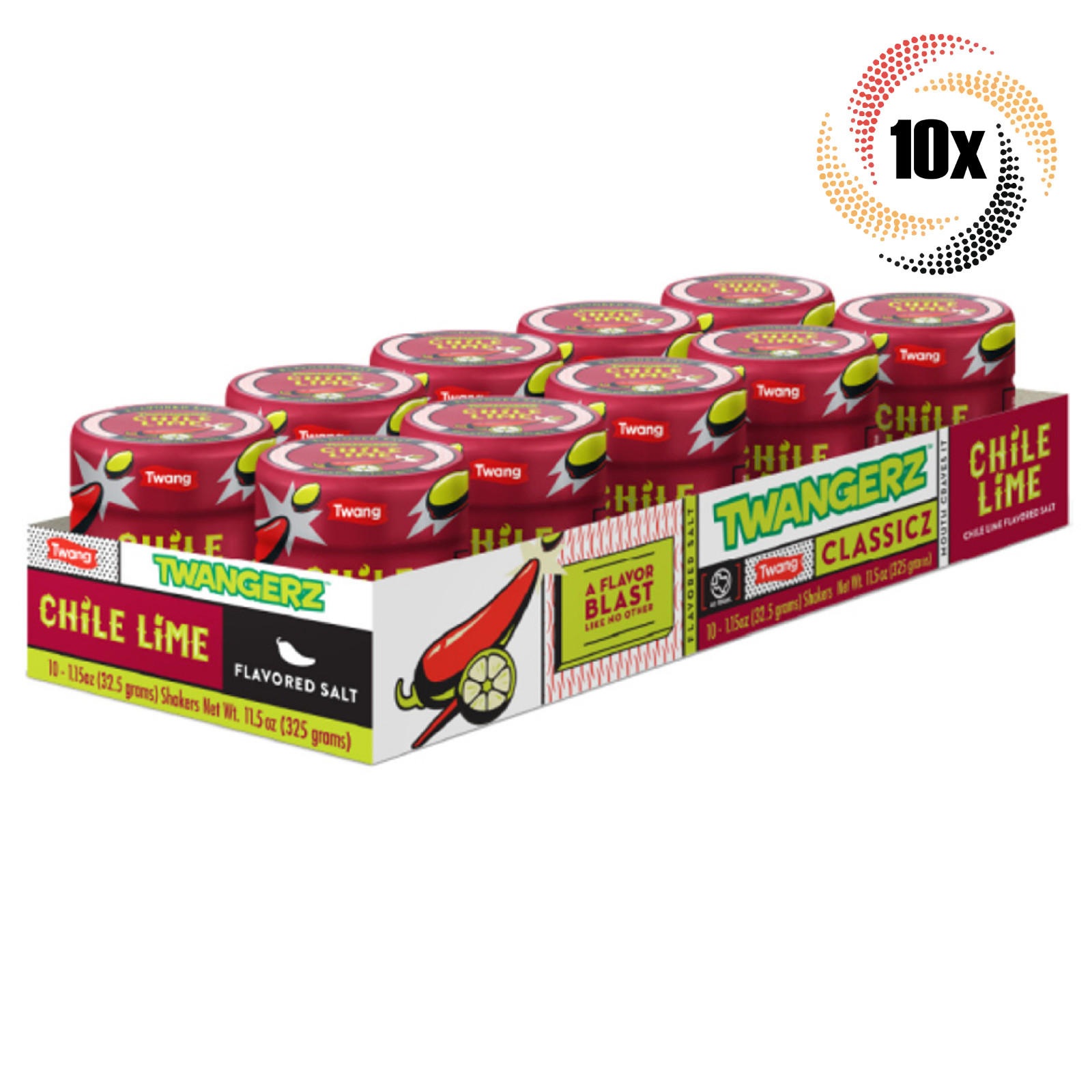 Full Box 10x Shakers Twang Twangerz Classicz Chile Lime Topping | 1.15oz