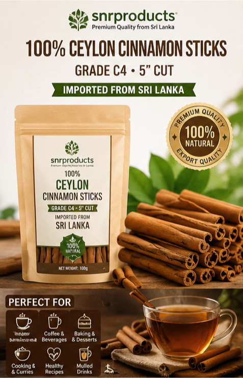 100% Ceylon Cinnamon Sticks Grade C4 5″ Cut Imported From Sri Lanka