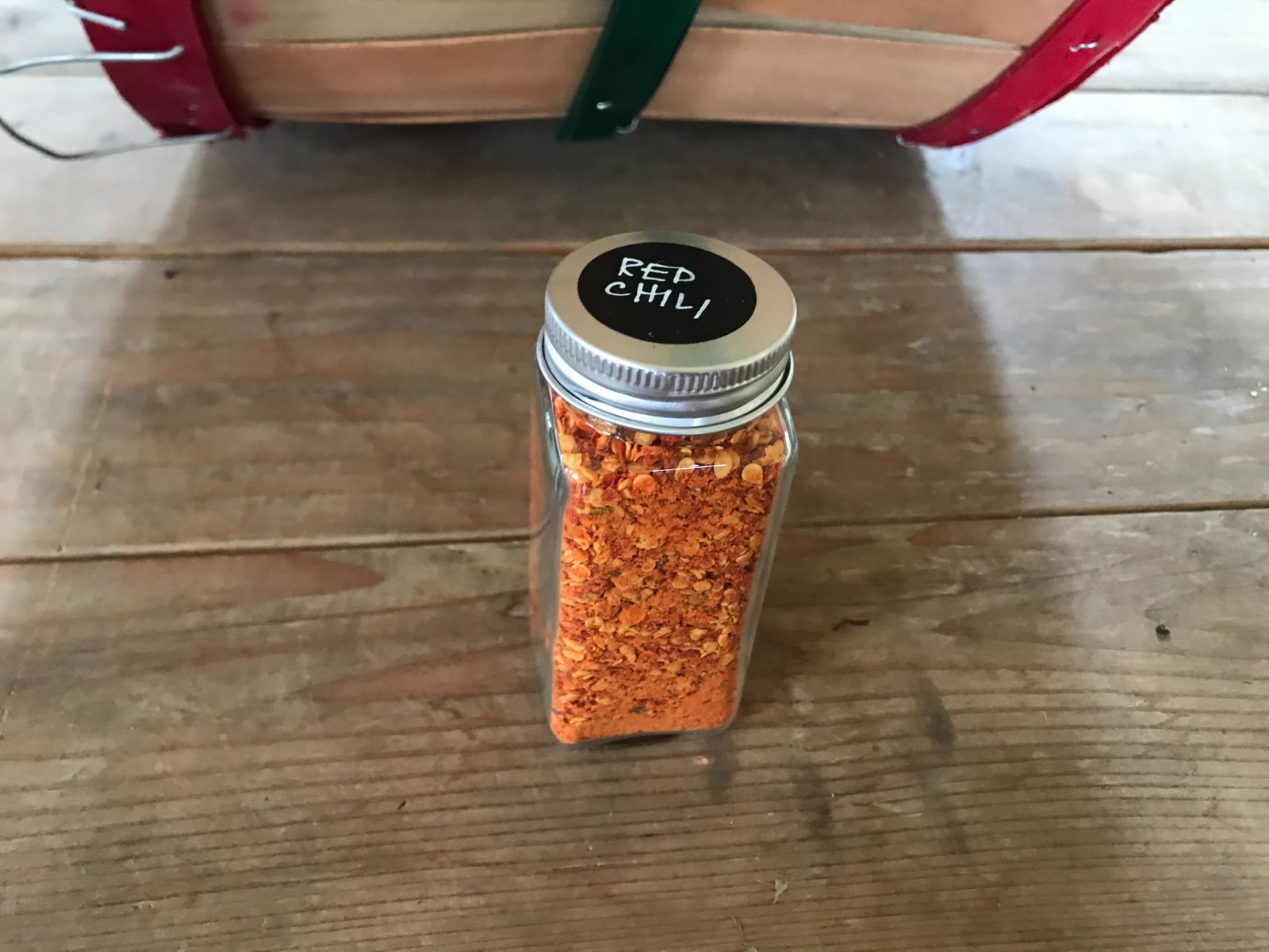 Dried and crushed Red Chili peppers to add a kick! No other ingredients.
