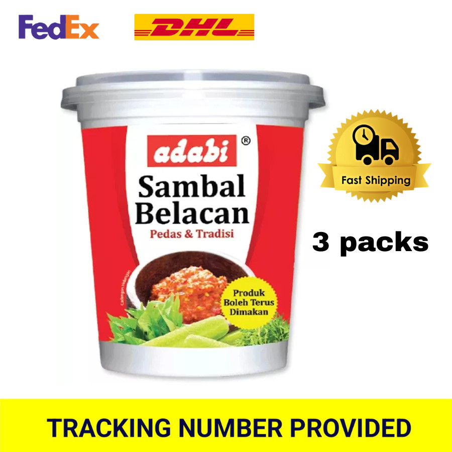 Adabi Sambal Belacan Paste (Spicy & Tradition) 180gx 3packs Fast Shipping
