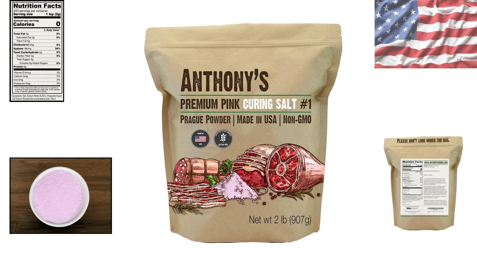 2 lb Pink Curing Salt – Batch Tested Gluten Free, Ideal for Wet-Curing Meats