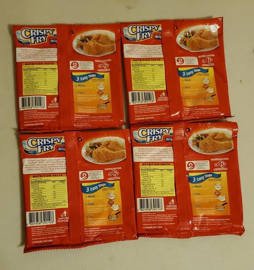 Ajinomoto Crispy Fry Original, Garlic & Spicy Breading Mix (62g each) Exp.2025