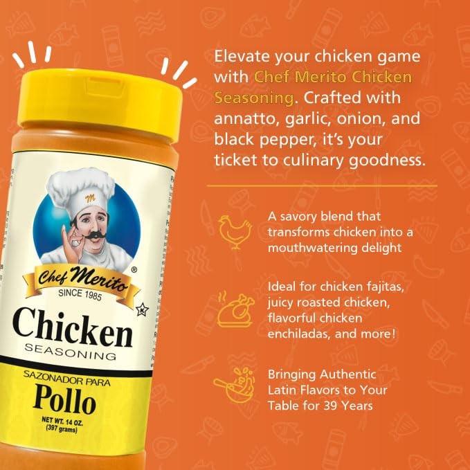 Chef Merito Chicken Seasoning, 14 Ounce 14 (Pack of 1)