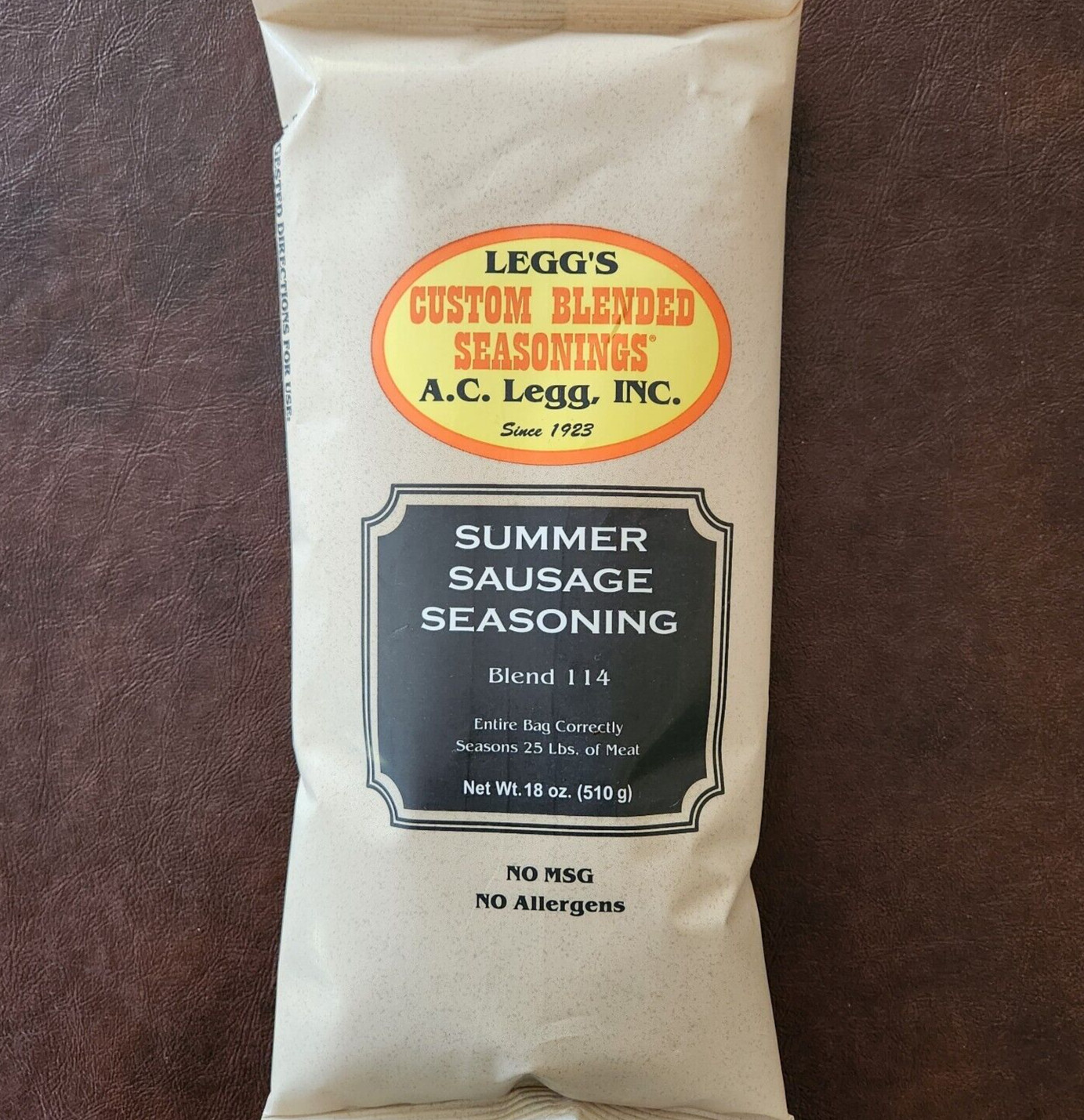 A.C. Legg Summer Sausage Seasoning Blend #114 for 25 LBS of Meat (Case of 24)