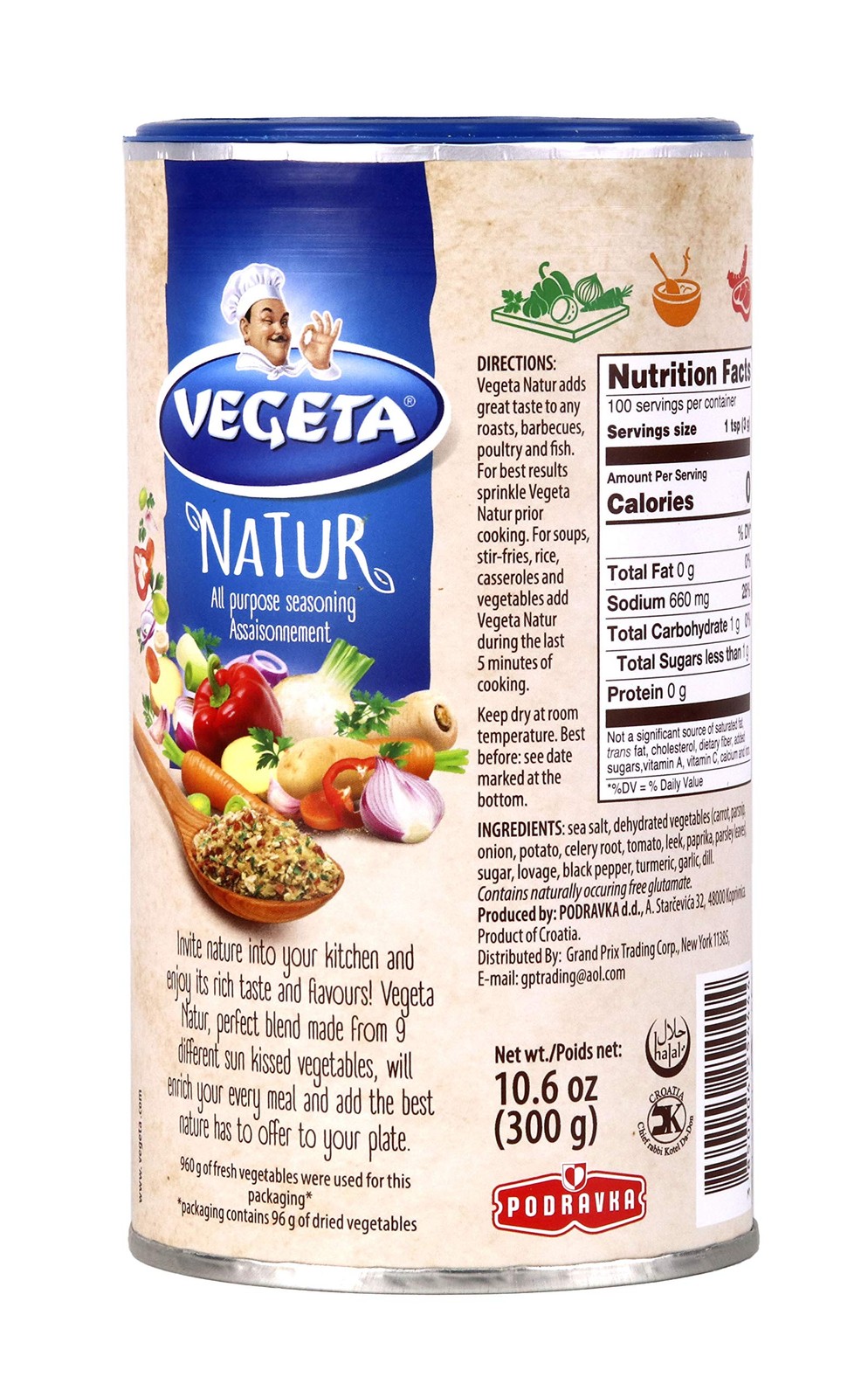 Vegeta Natur All Purpose Seasoning 10.6 oz (300 g) Ounce (Pack of 1)