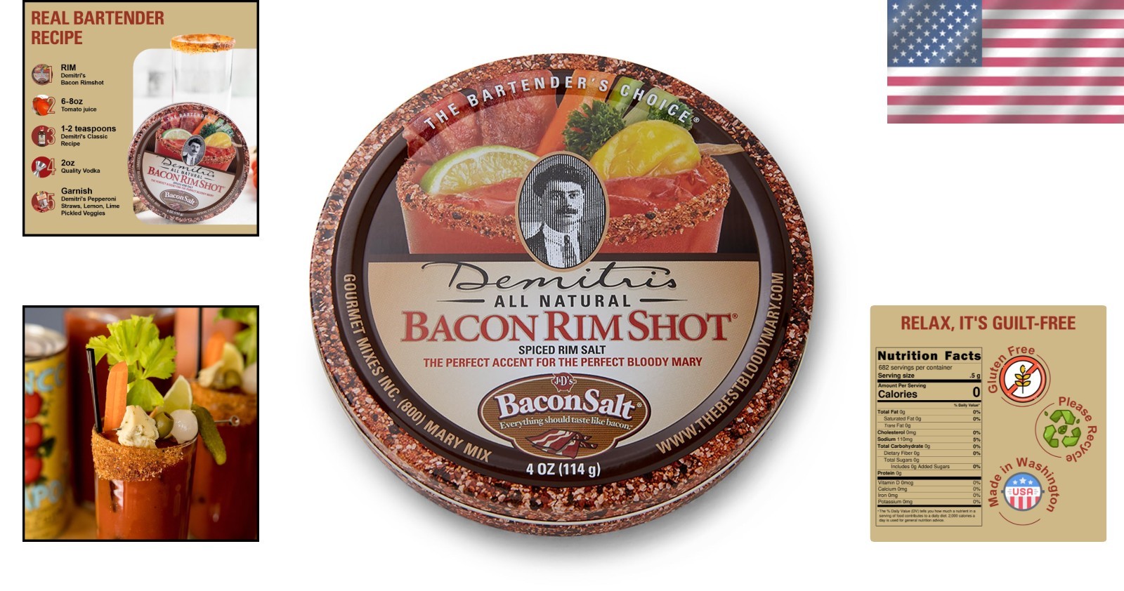 Versatile Bacon RimShot Salt Rimmer for Cocktails – 4oz Perfect for Gatherings