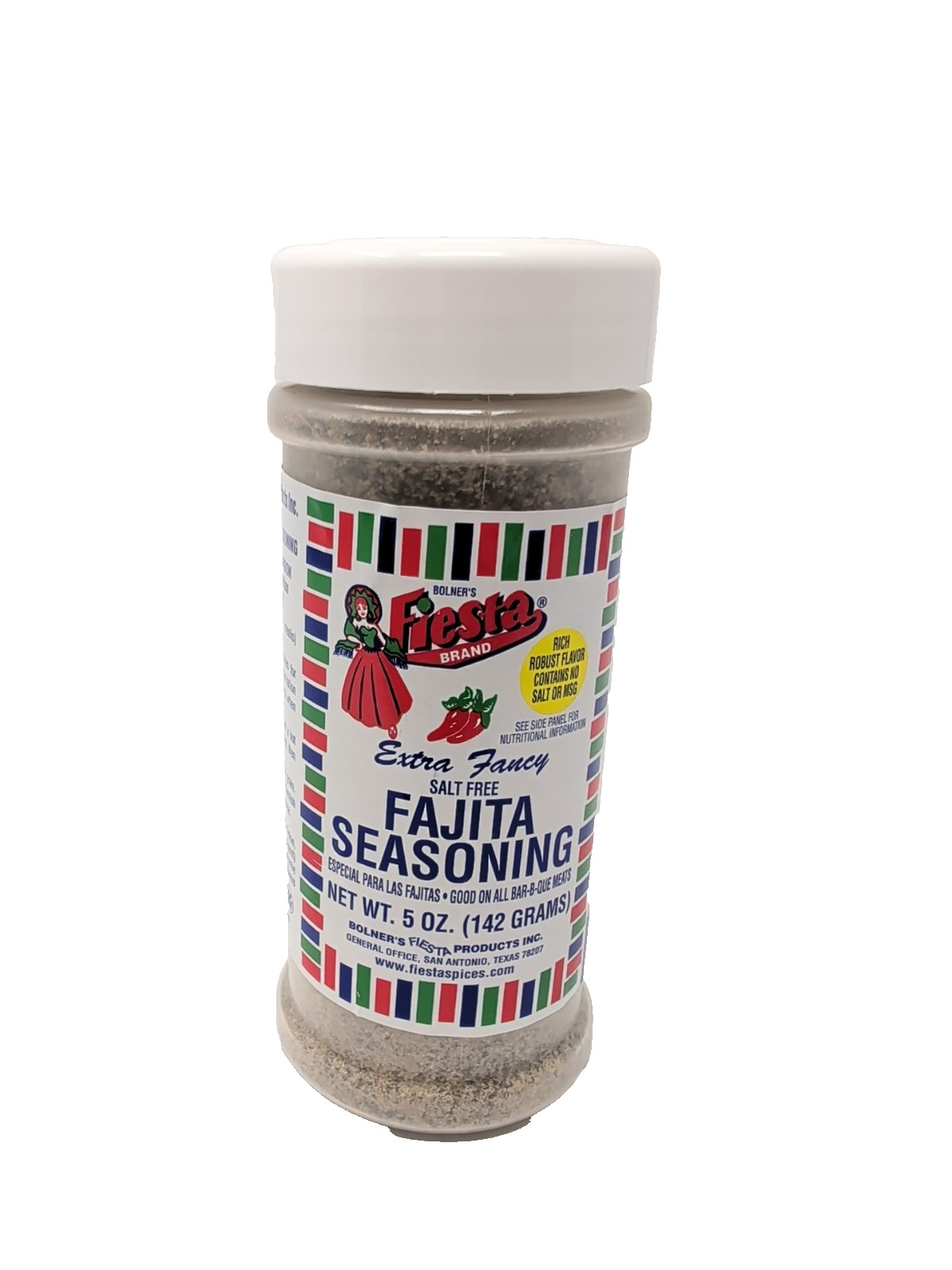 Bolner’s Fiesta Extra Fancy Salt Free Fajita Seasoning 5 Ounce Plastic Shaker