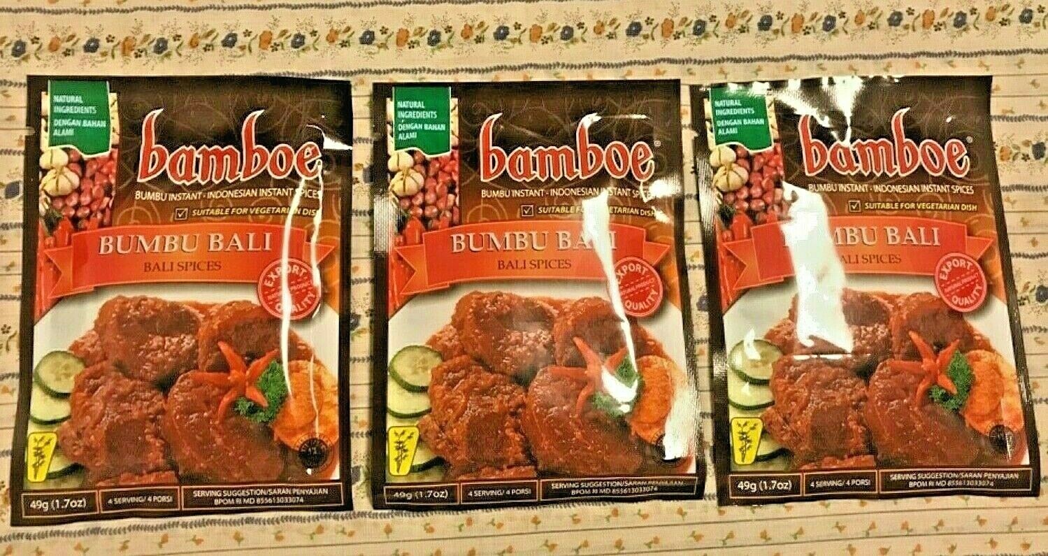 Lot 3 Bamboe Bumbu Authentic Instant Indonesian Spices – BUMBU BALI 1.7oz/pk