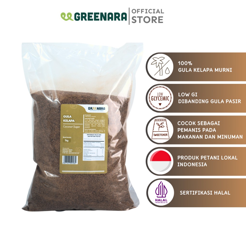 Coconut Sugar 1kg, Natural Palm Sweetener, Fine Granules for Baking