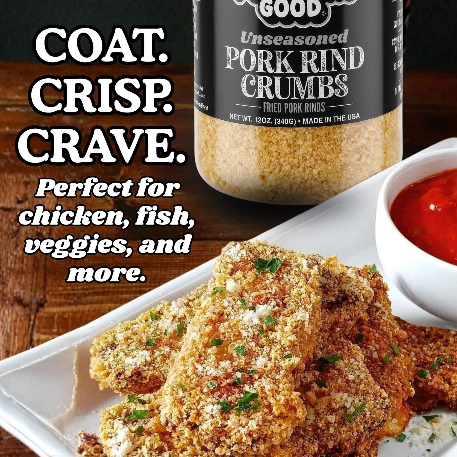 – Pork Rind Breadcrumbs – 2 Pack! Keto Friendly, Paleo, Gluten-Free, Sugar Fr…