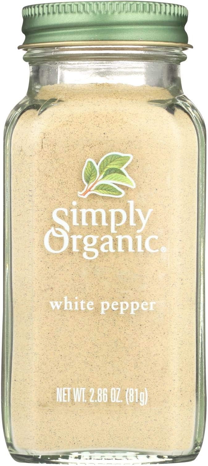 Simply Organic White Pepper, Certified Organic, 2.86 oz, Pack of 6