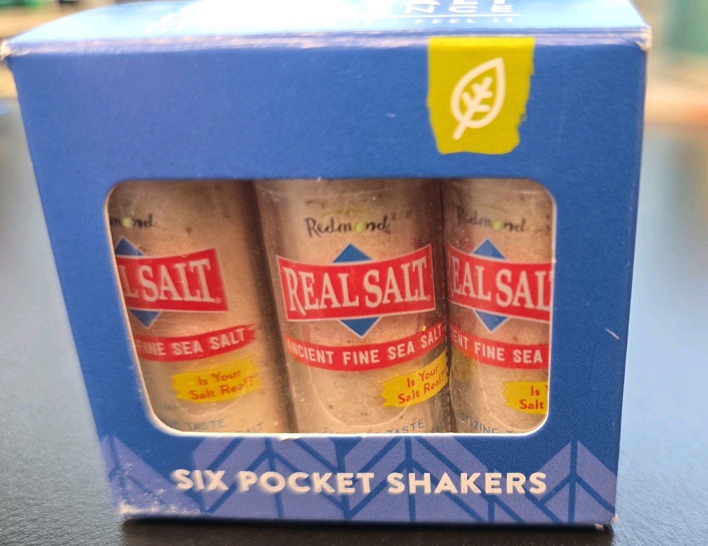 Redmond Real Ancient Fine Sea Salt. NEW SEALED. Set of 6 Pocket Shakers.