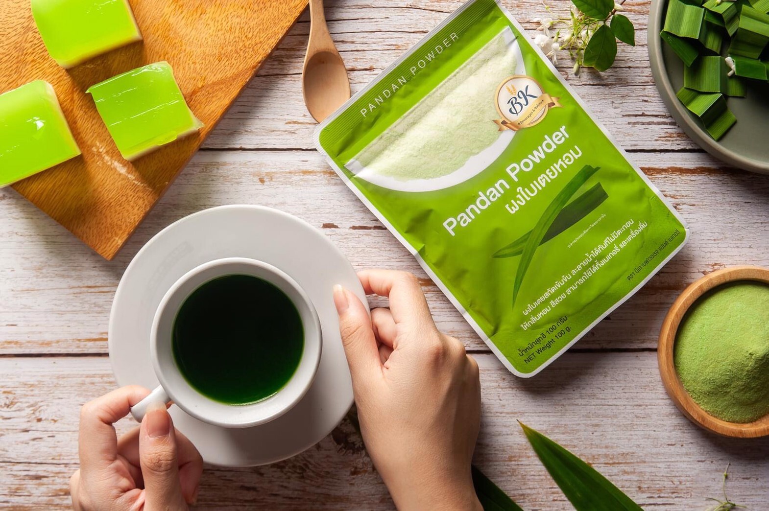 Dried Pandan Powder Natural Pandan Leaves Powder Bakery Thai Dessert Drink,100g