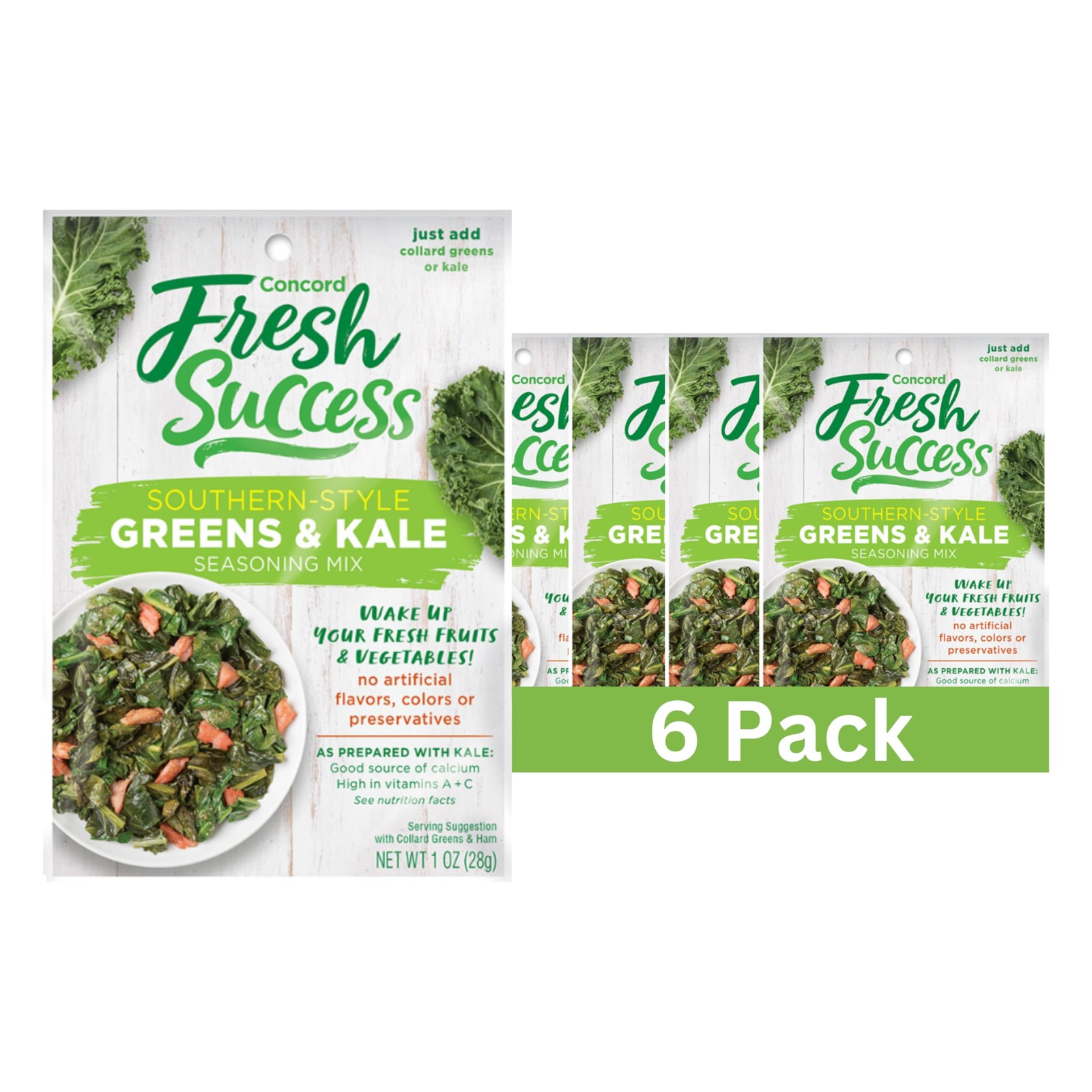 Concord Foods Southern-Style Greens and Kale Seasoning 1 Ounce (Pack of 6)