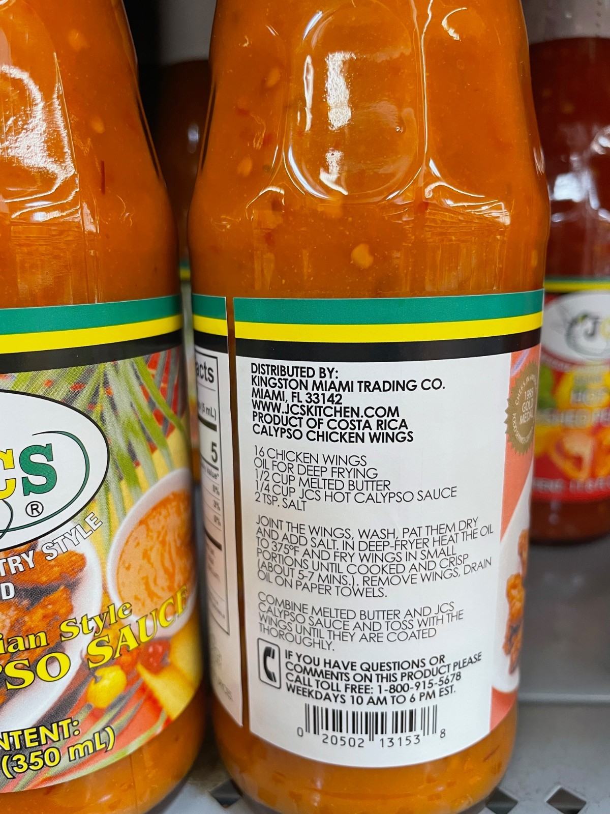 6 Pack JCS Jamaican Country Style Hot Calypso Sauce, West Indian Style, 11.5 oz
