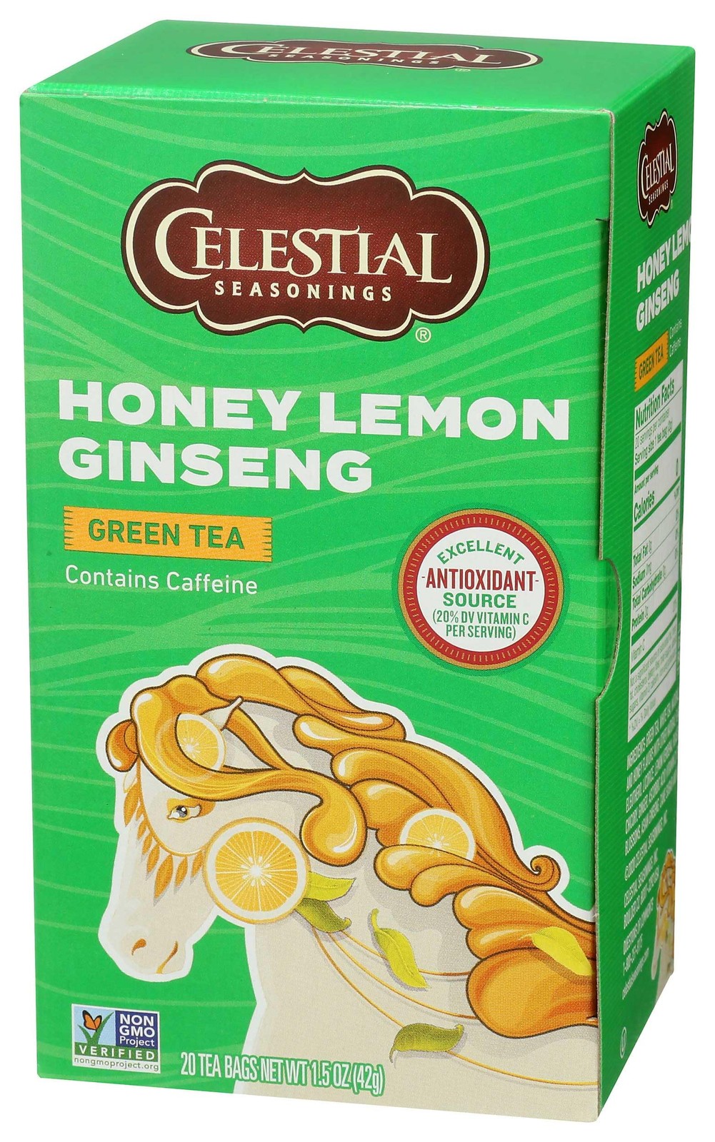 Celestial Seasonings Green Tea, Honey Lemon Ginseng, 20 20 Count (Pack of 6)