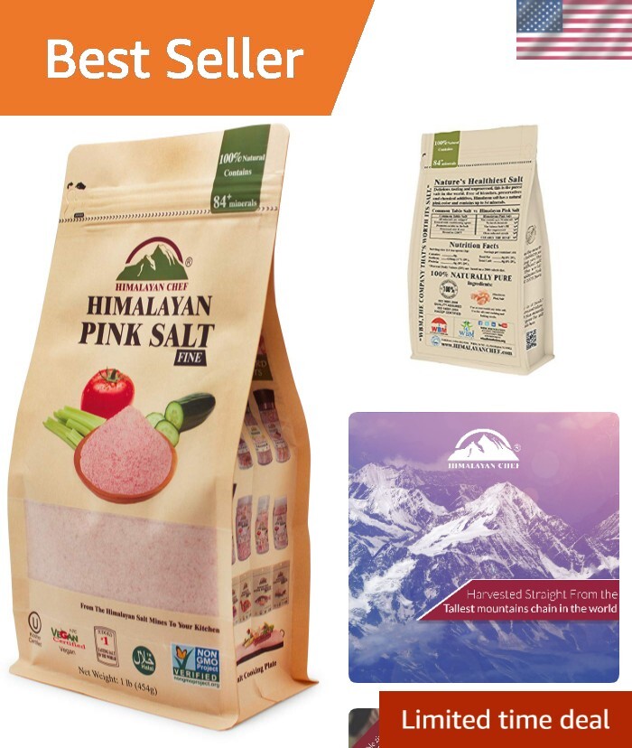 Fine Pink Himalayan Salt – 1 lb Natural Gourmet Cooking & Bathing Salt