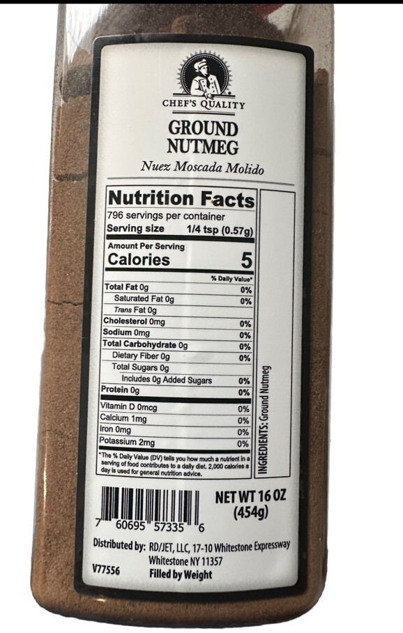 Chef’s Quality Nutmeg Powder 16oz Ground