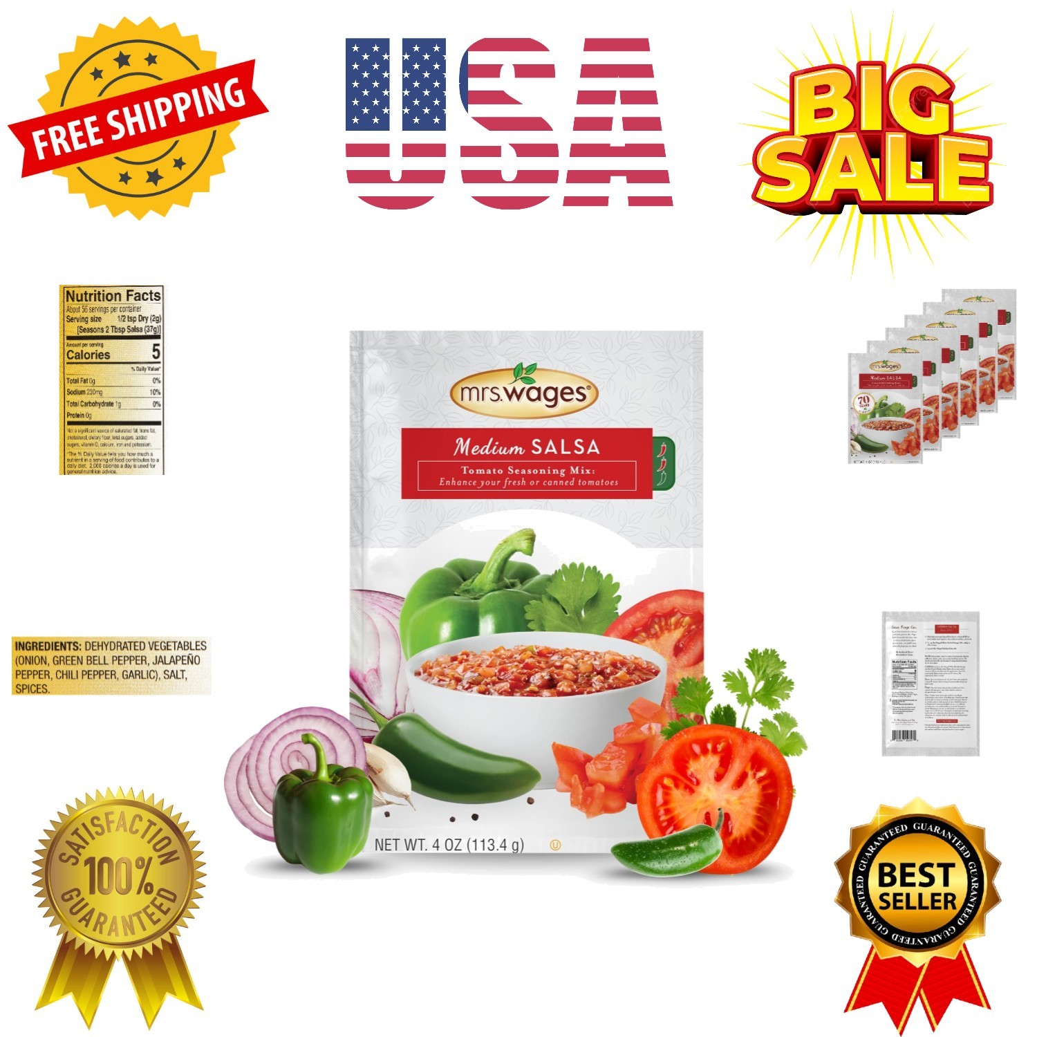 Medium Salsa Canning Mix, Easy-To-Use, Simple Homemade Salsa, Flavorful Spice…