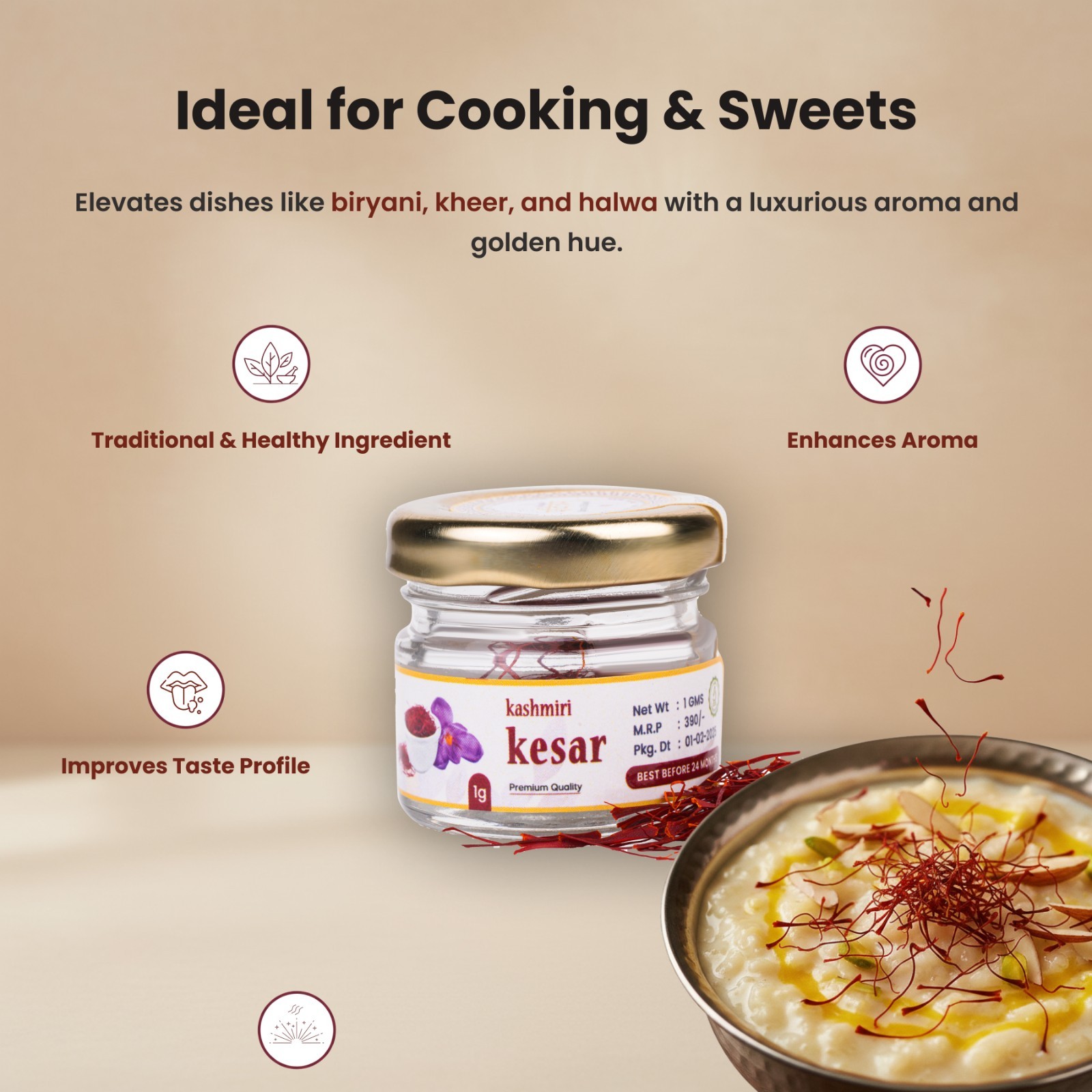 Kashmiri Mongra Saffron Grade A | Pure Kesar Threads | Premium Quality Spice