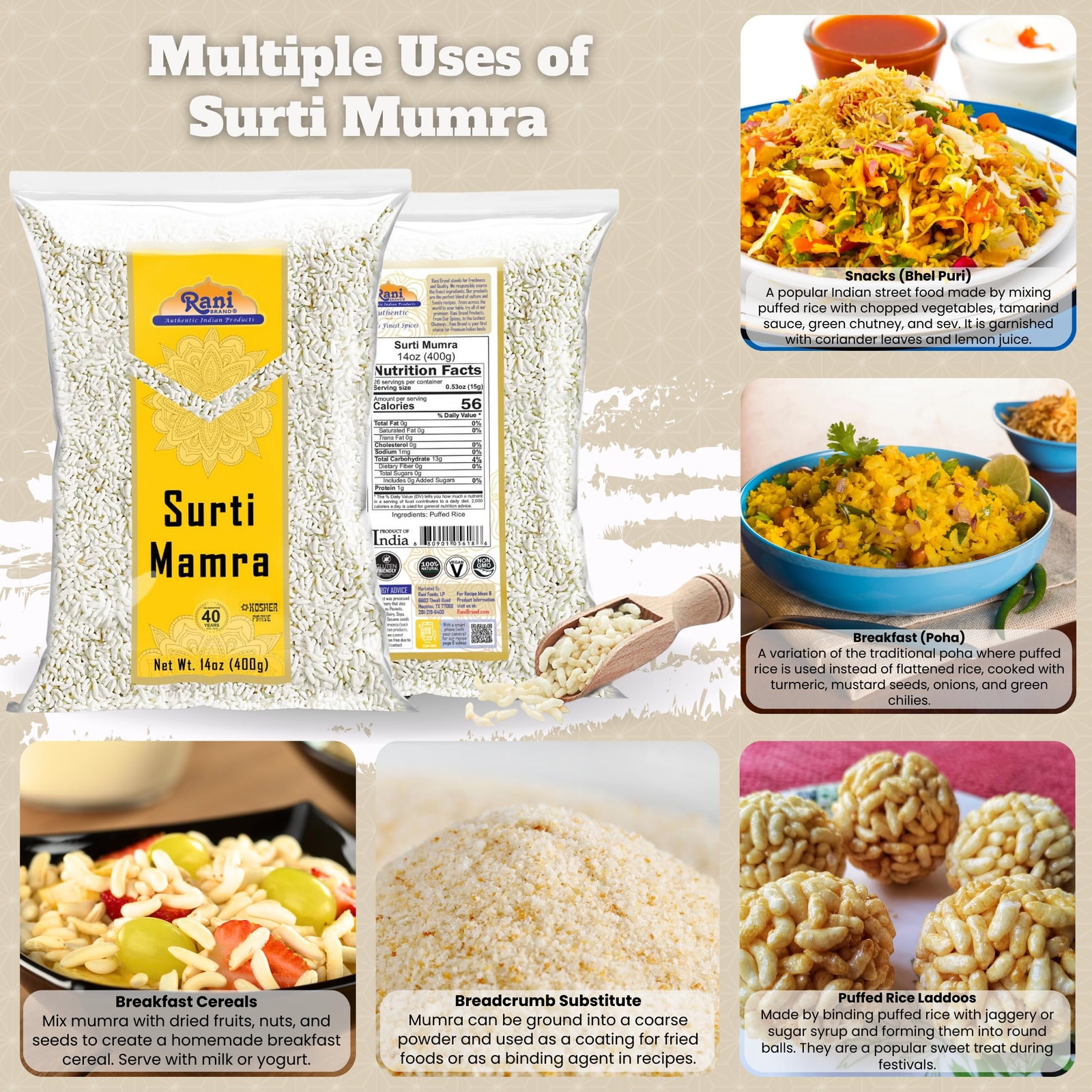 Rani Surti (Surati) Mamra (Puffed Rice) 14oz (400g)