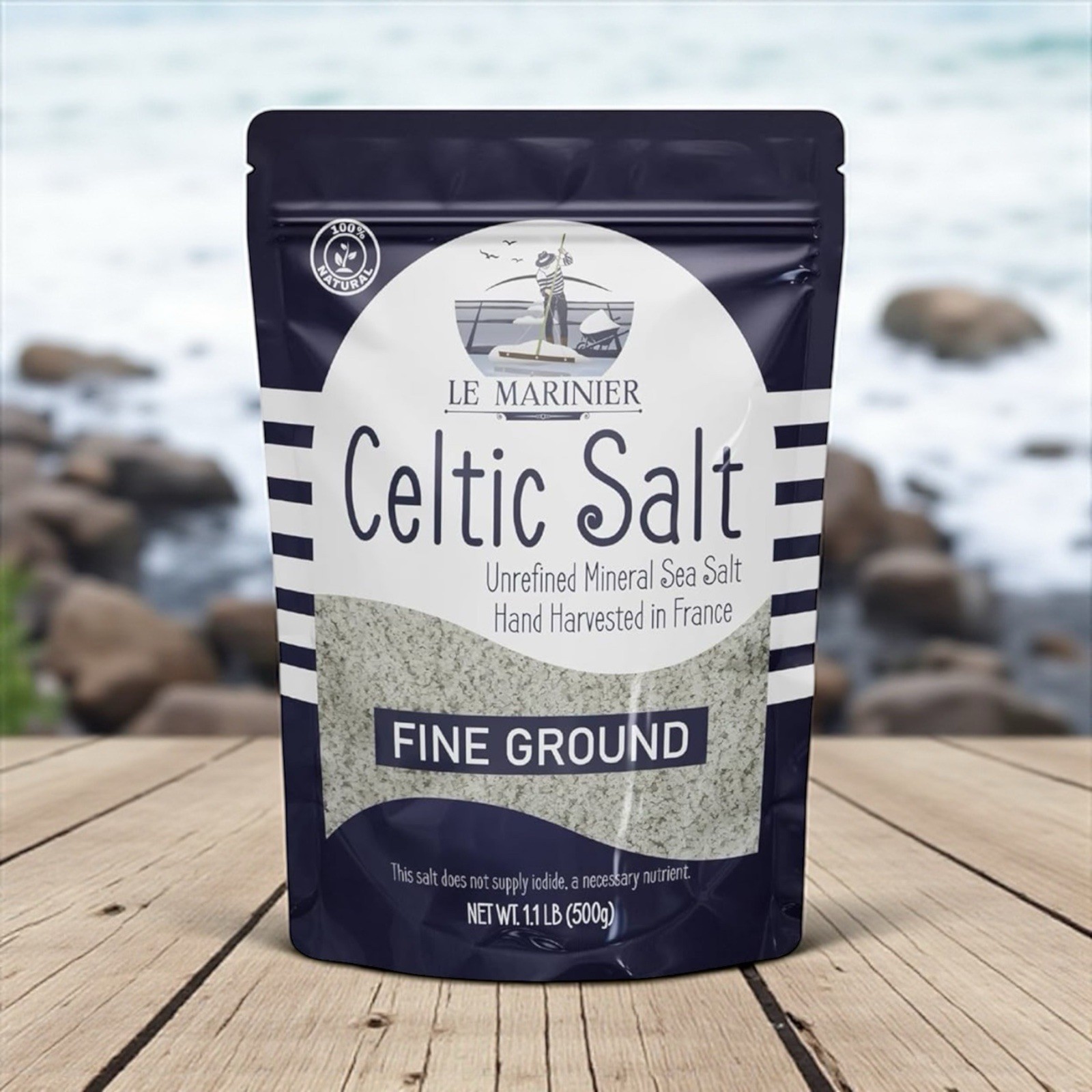 Celtic French Unrefined Sea Salt Fine Ground 1.1lb (18oz) Mineral Rich