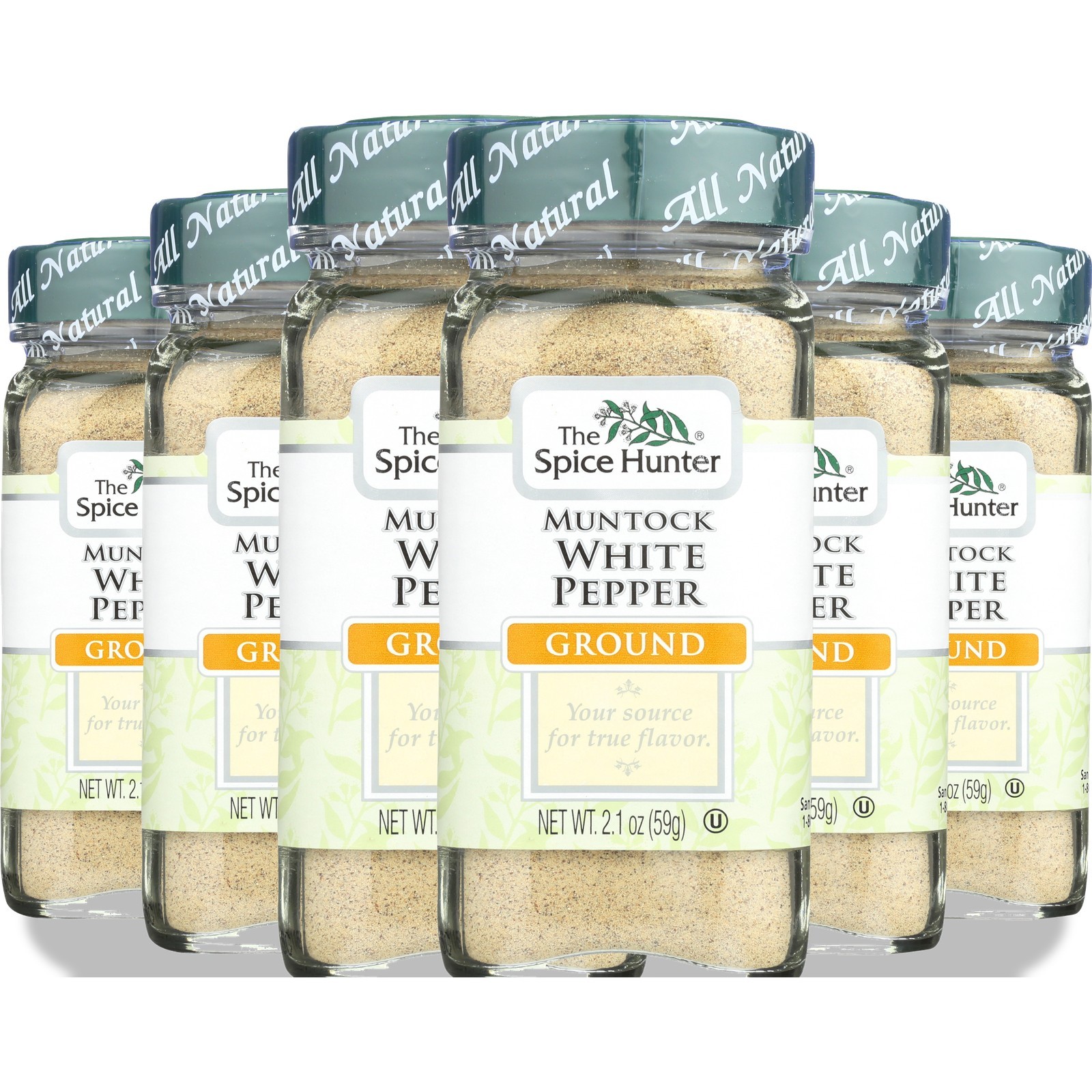 The Spice Hunter Muntock White Pepper Ground 2.1 Oz 6 Pack