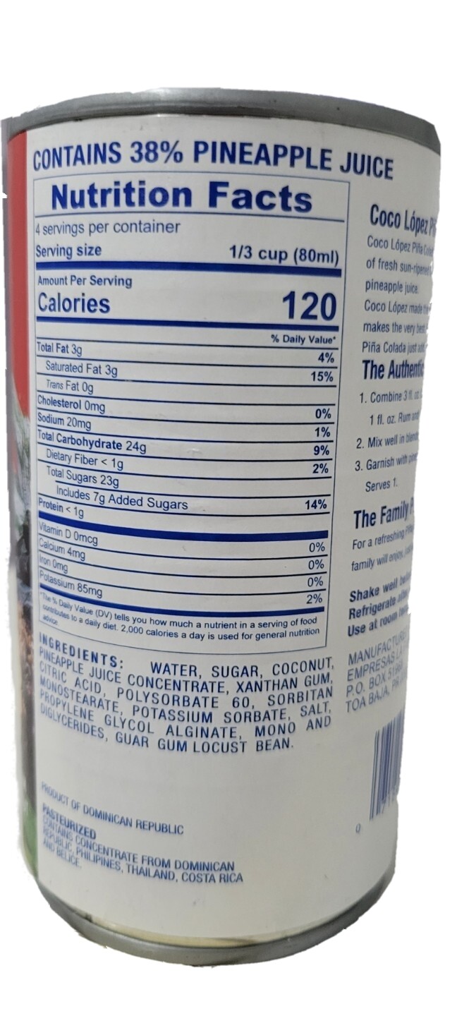 4 Cans-12 oz. Coco Lopez MIX Cream Of Coconut & Piña Colada MIX