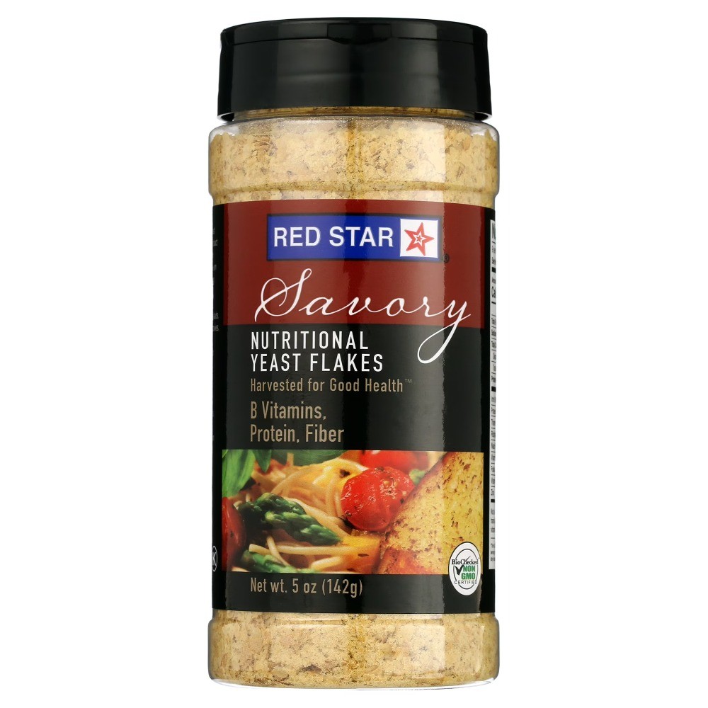 Red Star Savory Nutritional Yeast Flakes, 5 oz Shaker, Contains Soy