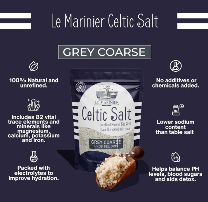 Light Grey Celtic Sea Salt Natural No Additives Hand Harvested Resealable Bag