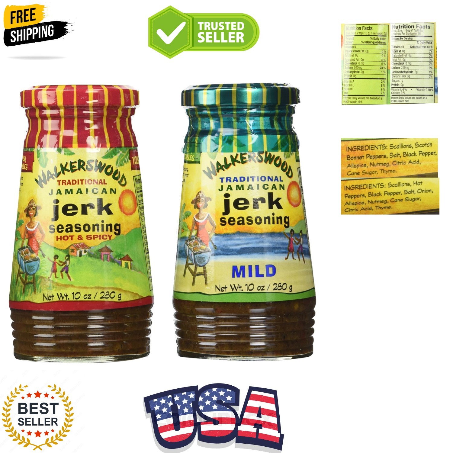 Jamaican Jerk Seasoning Mixed Pack – 10 Oz Each Mild, Hot & Spicy