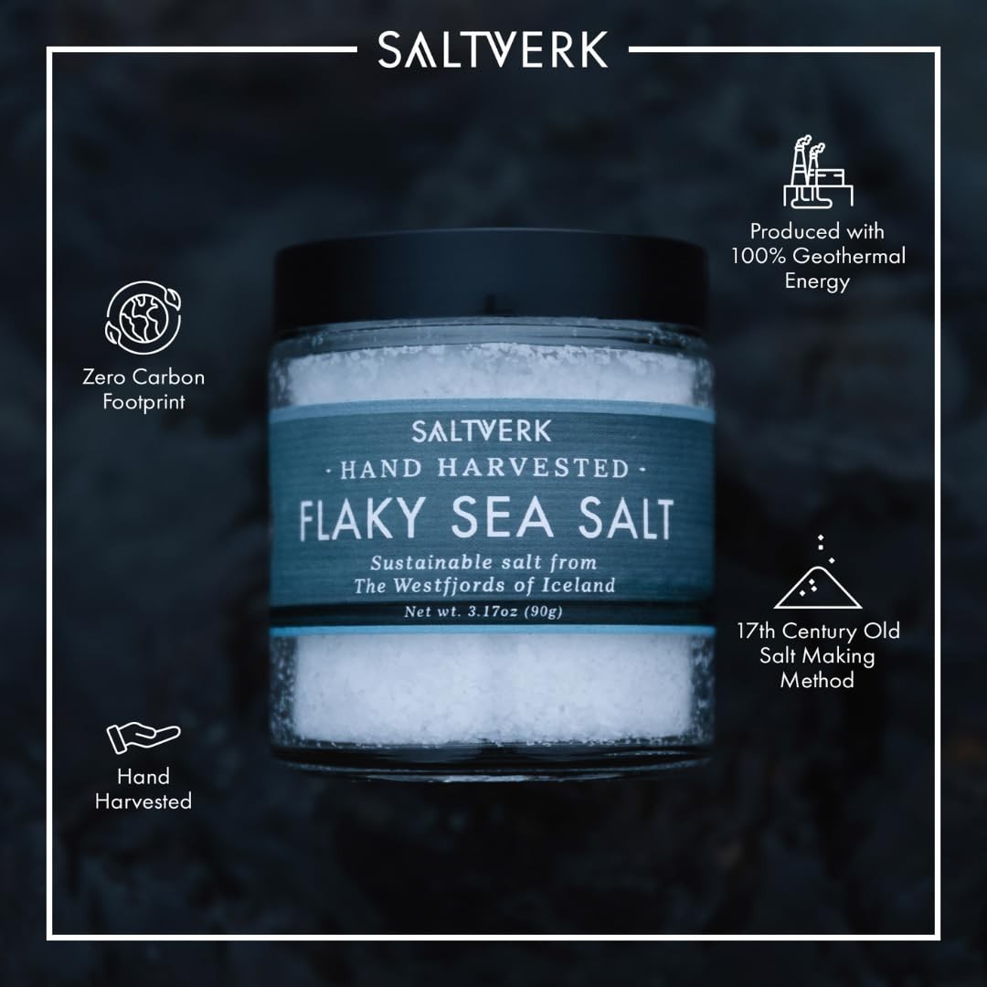 Sea Salt – , Icelandic, Hand Harvested and Sustainably Made – Flaky 3.17 Oz
