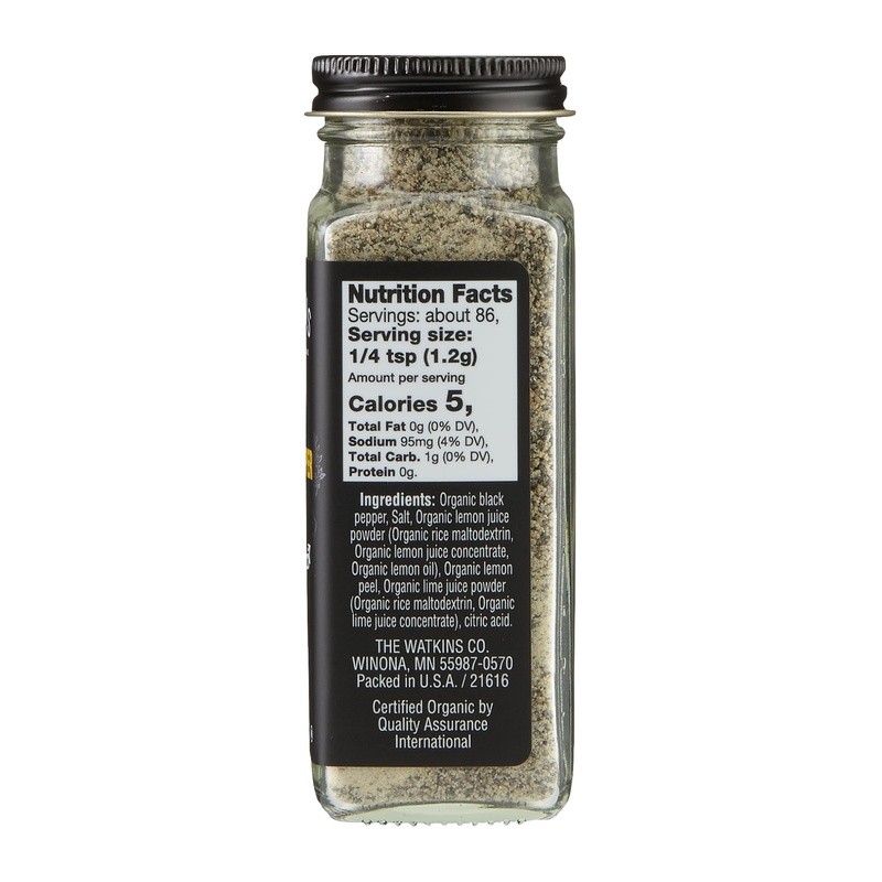 Organic Lemon Pepper Spice Blend 3.6oz Gourmet Zesty Non-GMO Gluten Free Kosher
