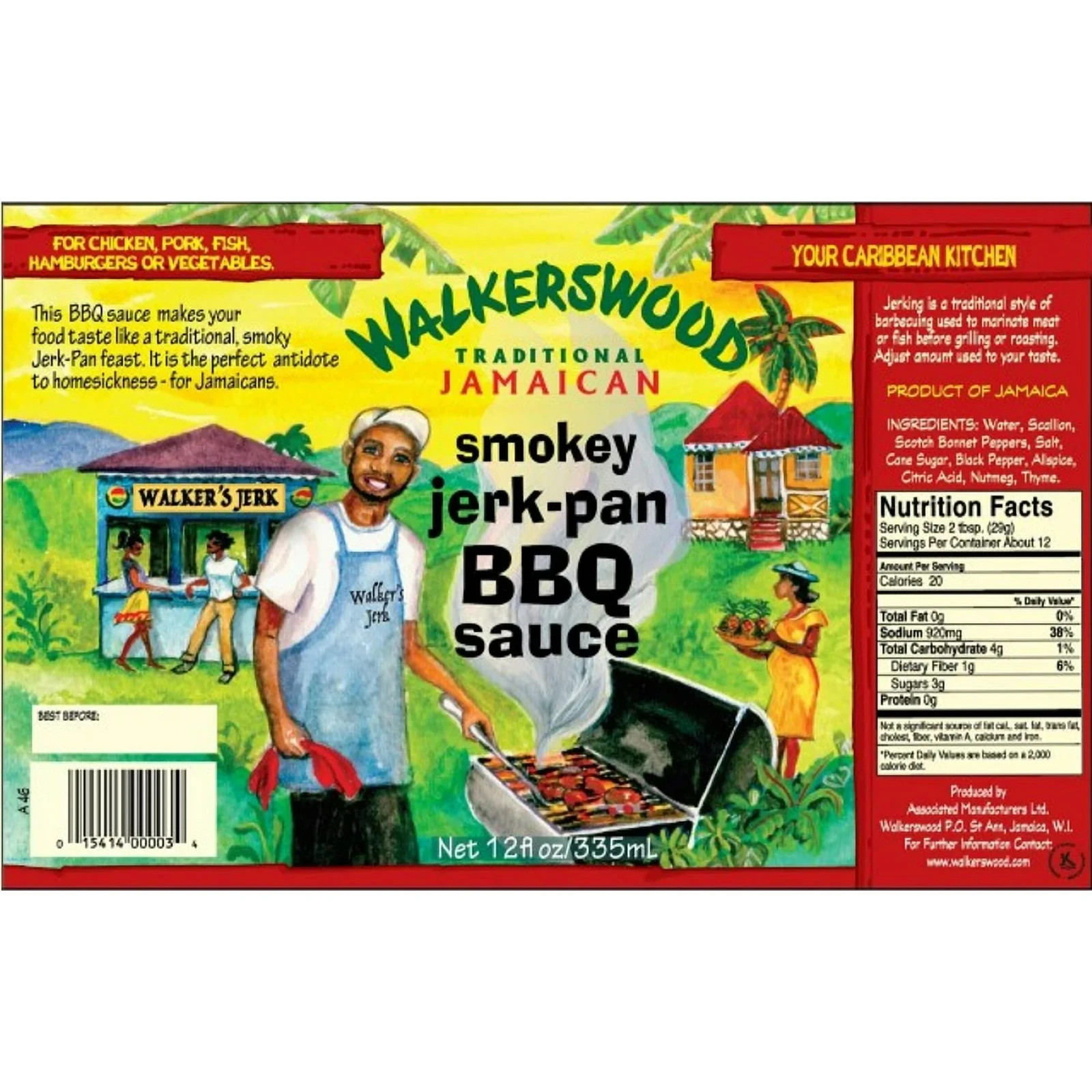 Walkerswood Smokey Jerk Pan BBQ Sauce 12 oz (2 Pack) Jamaican Jerk Marinade