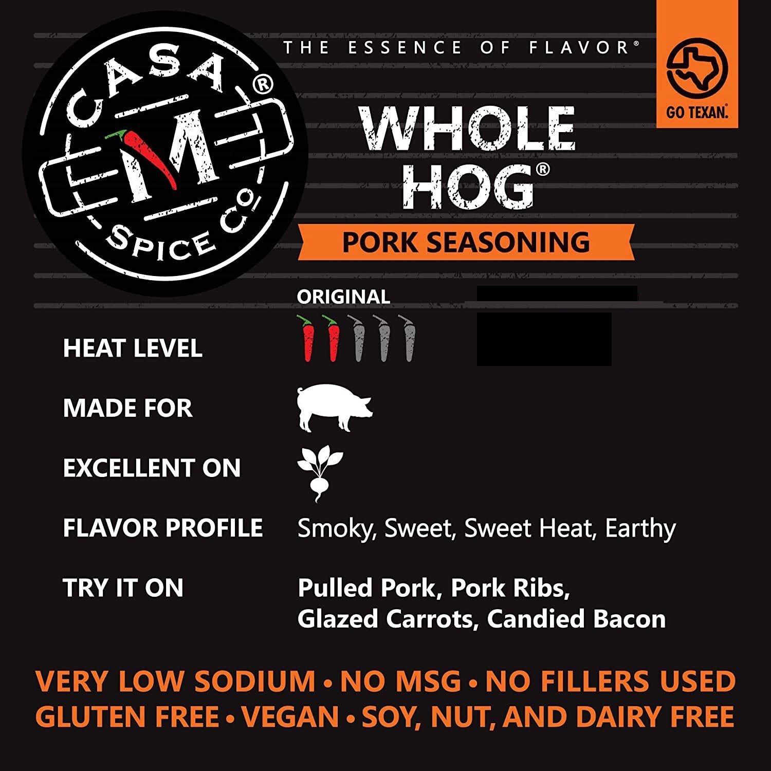 Casa M Spice Whole Hog Pork Seasoning – Gluten Free, Low Sodium – 6 oz