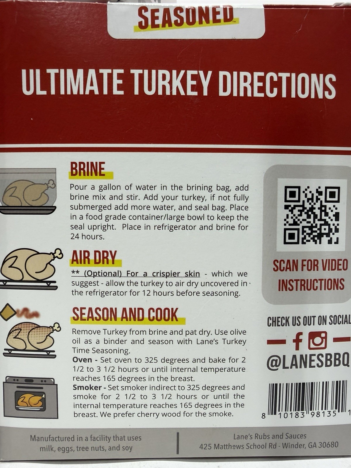3-PACK Lane’s Turkey Kit Brine & Seasoning Mix Gluten-Free No Fillers