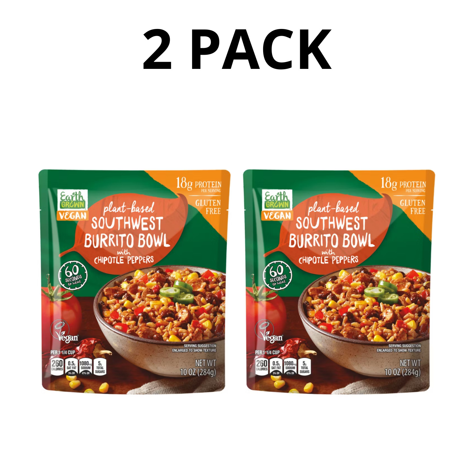 Earth Grown Southwest Burrito Bowl, 10 oz – 2 Pack