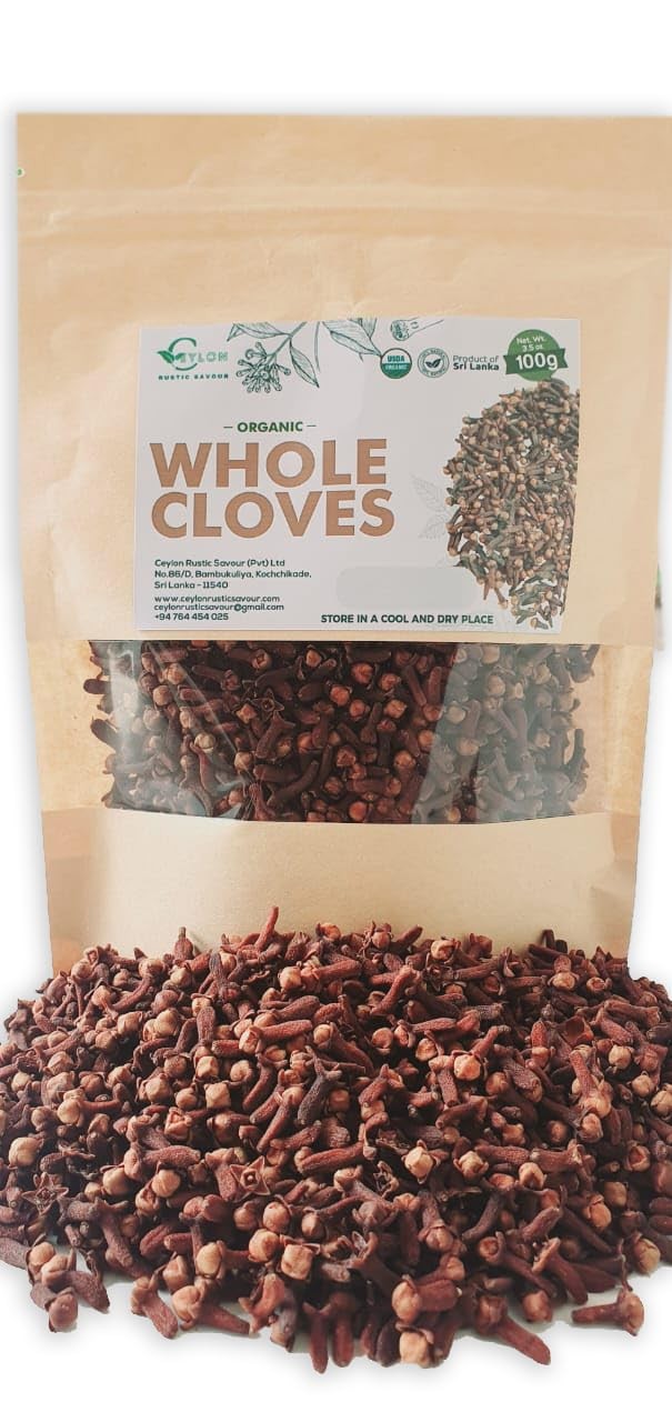 Organic Ceylon Cloves Whole 3.5 Oz – USDA Certified for Cooking, Tea, Baking