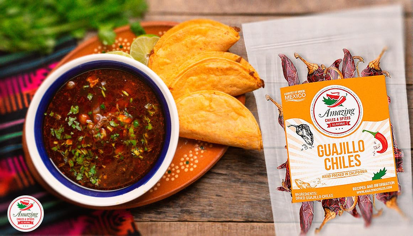 Guajillo Chiles Peppers Dried Whole 4 oz – Natural and Premium. Great For Mexica