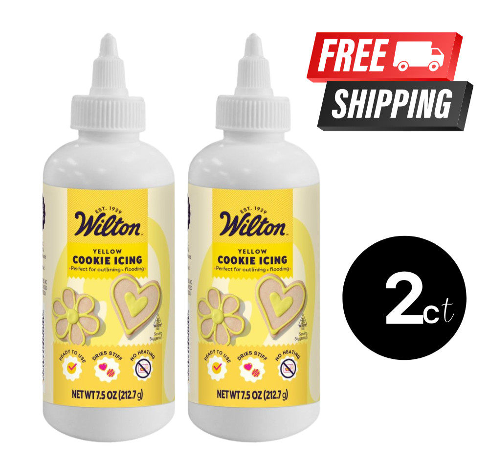 Wilton Yellow Cookie Icing Twin Pack 2×7.5 oz – Ready to Use Squeeze Bottles