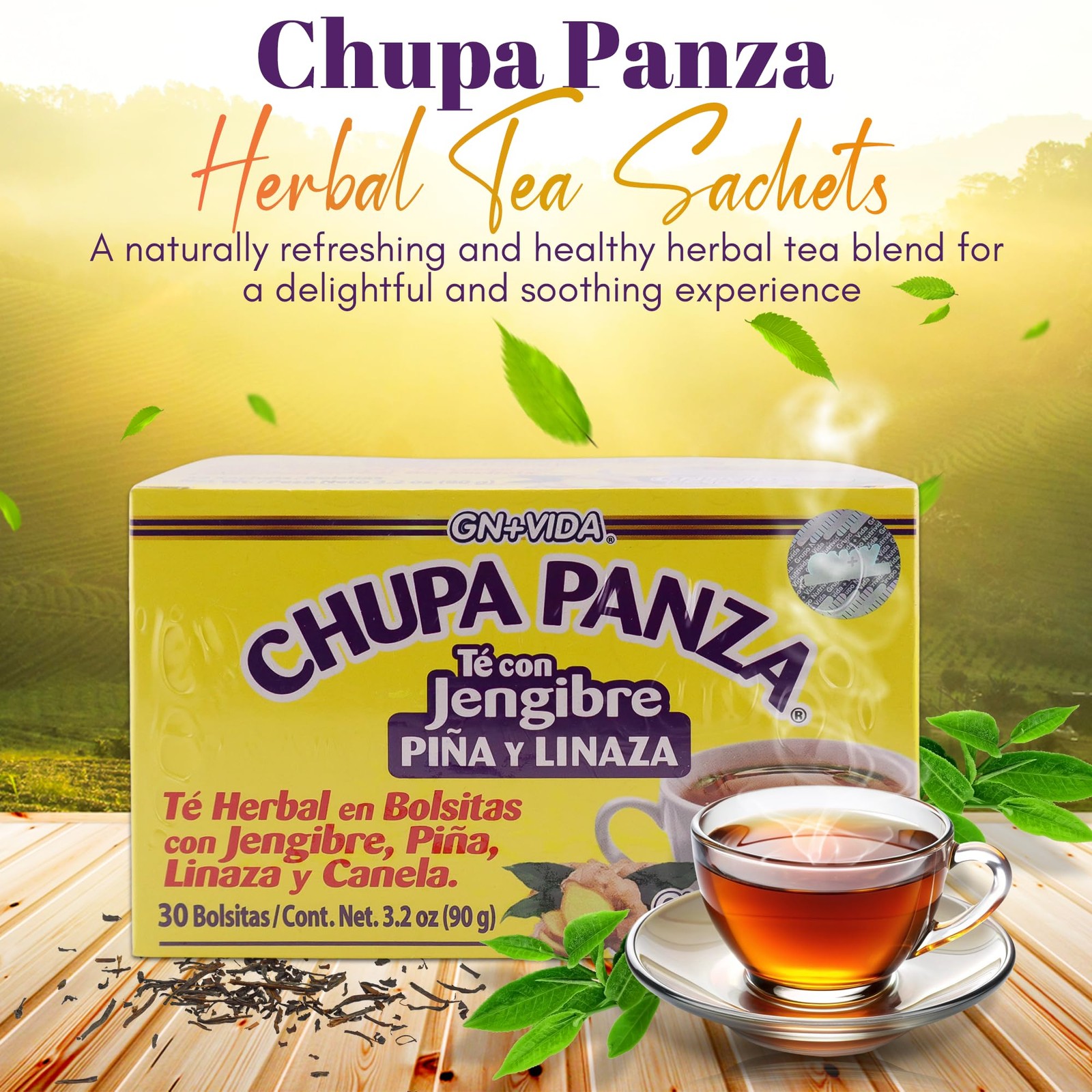 Tea CHUPA Panza, Based ONGINGER Root, PINNEAPPLE, 30 Count (Pack of 2)