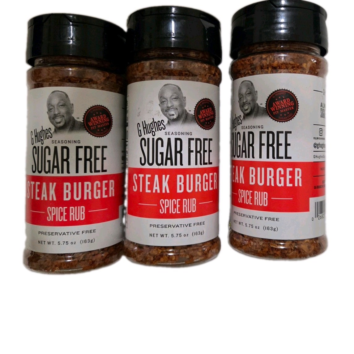 G Hughes Sugar Free Steak Burger Spice Rub Seasoning, Preservative Free 3 Pack